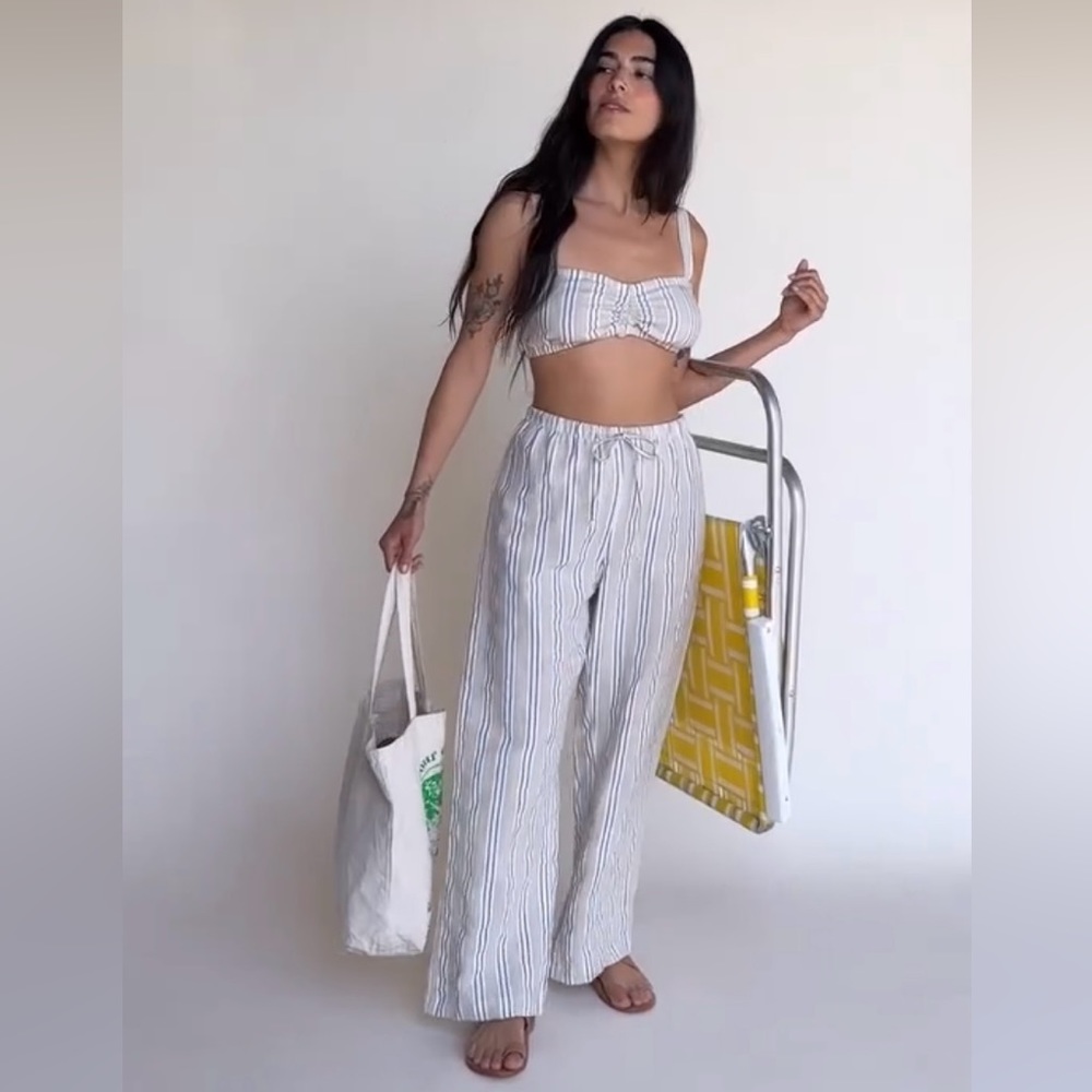 NWOT Lykke Wullf White and Gray Linen Set - Picture 2 of 7